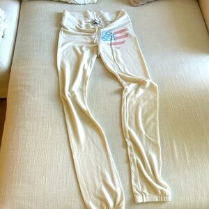 Women's Cream Pants with American Flag Detail